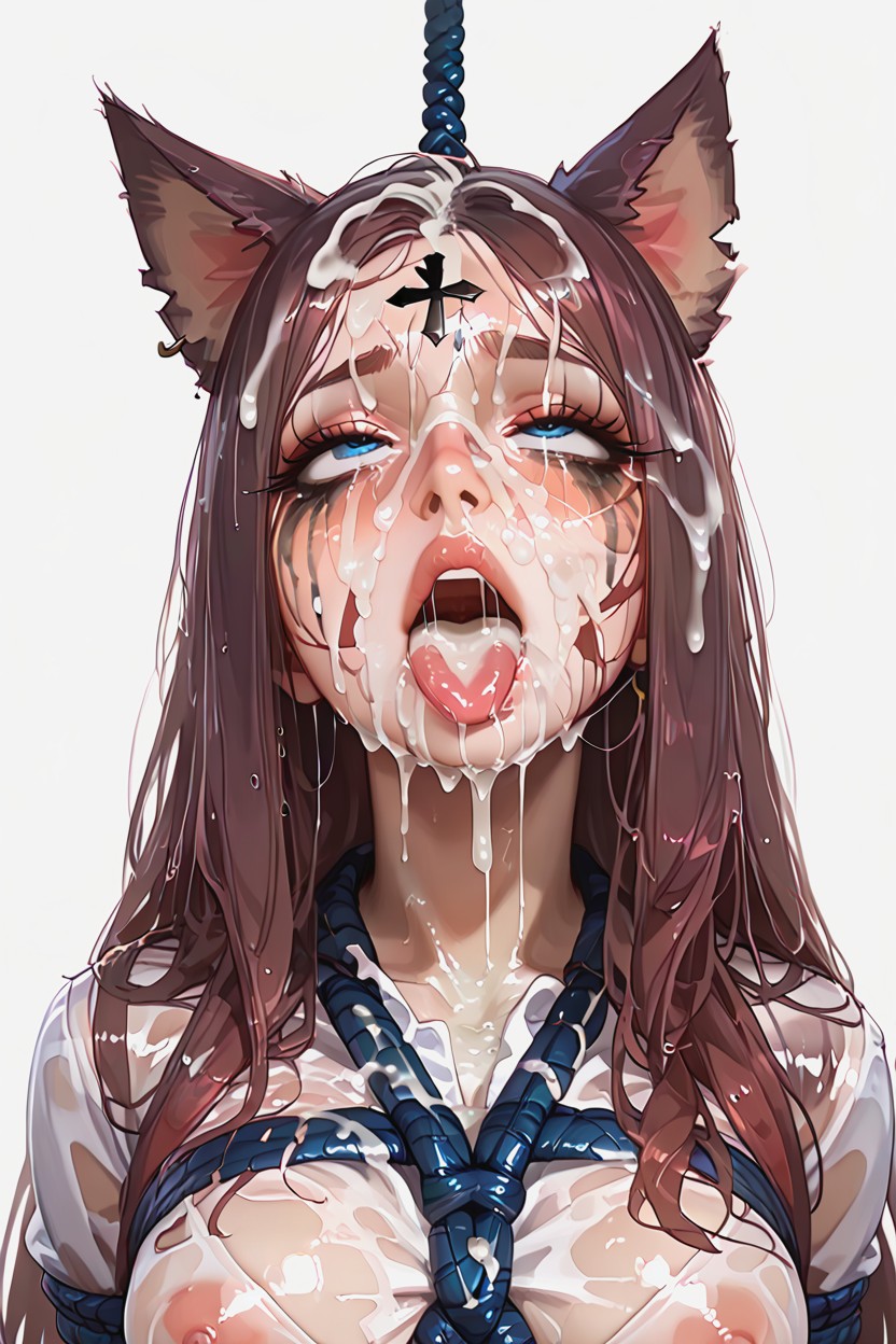 Hyper Bukkake On Face, Cum Dumpster Slut, Wet Cum On Forehead Hentai IA pornografia