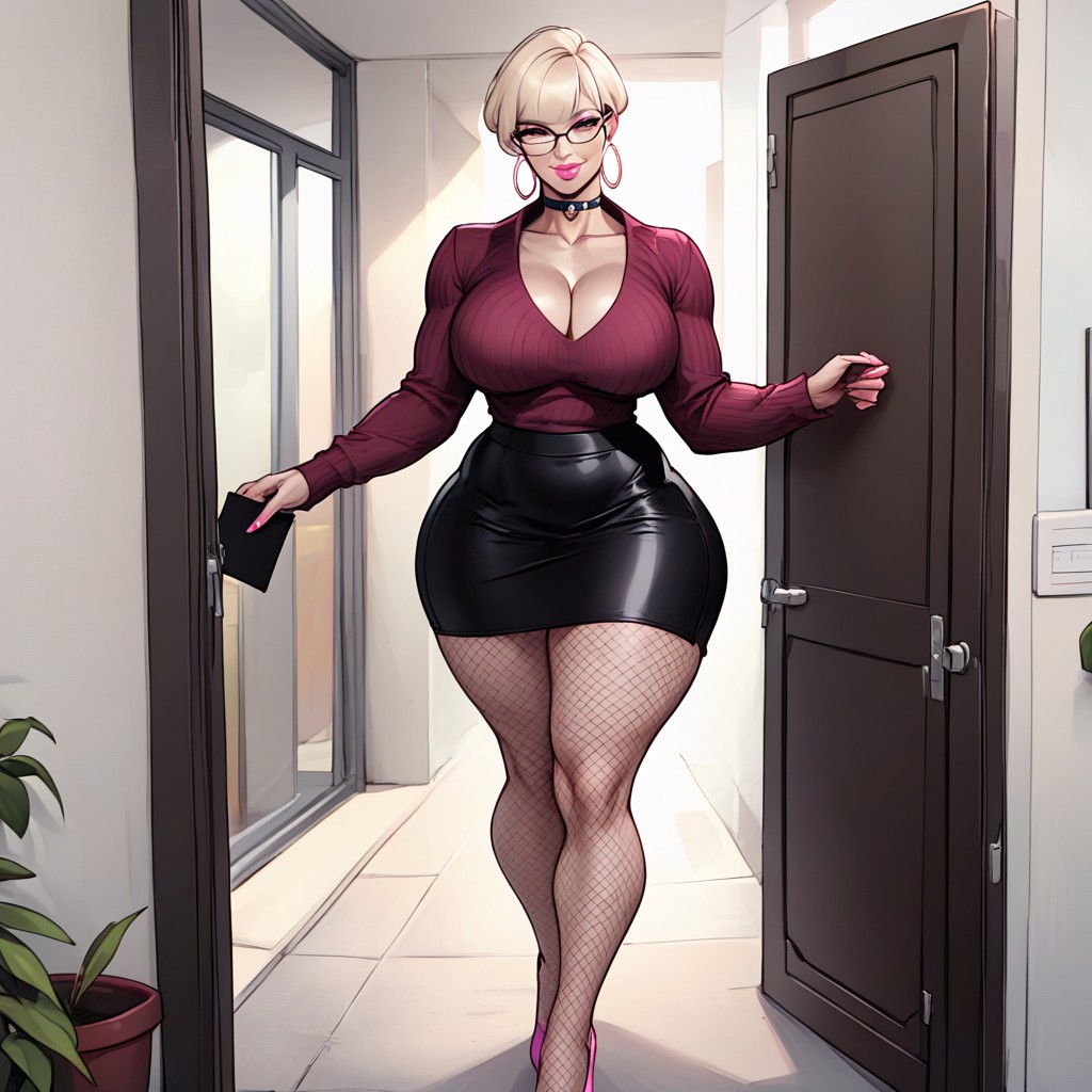Long Sleeves, Large Hoop Earrings, Vista Frontal Hentai IA