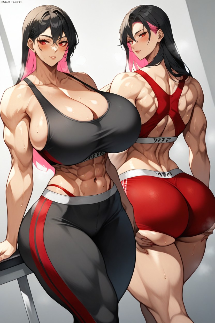 Long Hair, Sports Bra, Watermark Hentai AI Porn