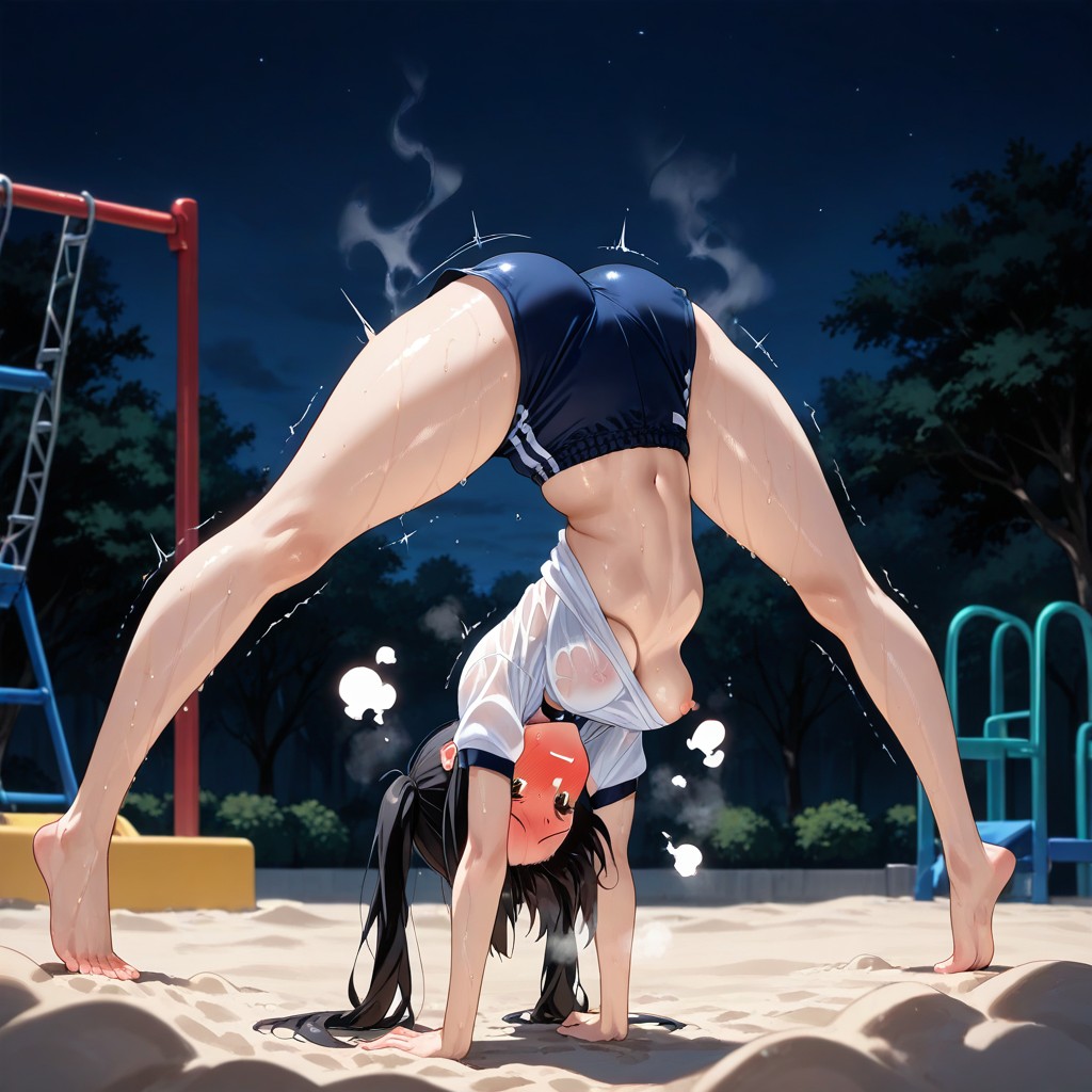 Gym Uniform, Sweaty Thighs, Wide Splitting Legs Porno IA Hentai