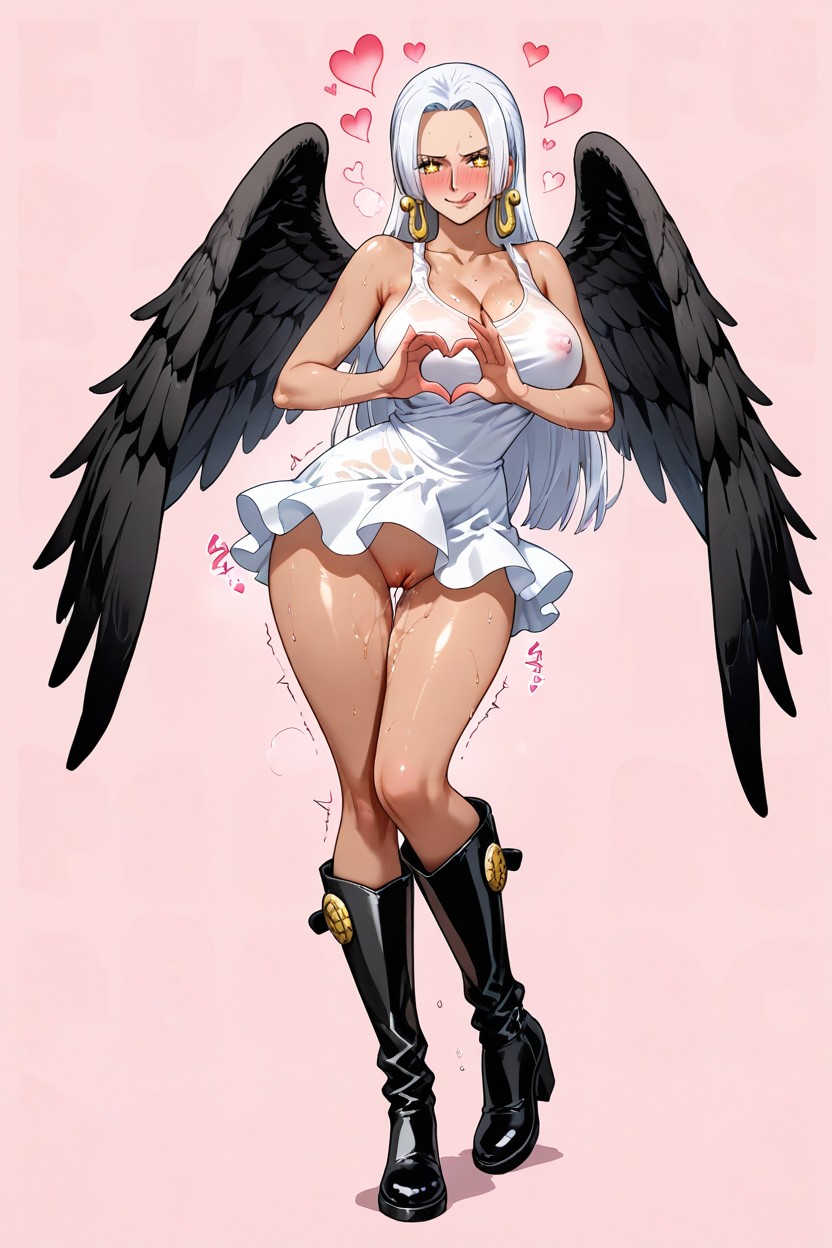 Look At Viewer, Detailed Body, White Hair Hentai AI Porn