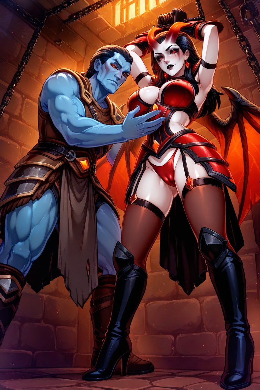 Blue Skin, Duo, Athletic Body Porno IA Hentai