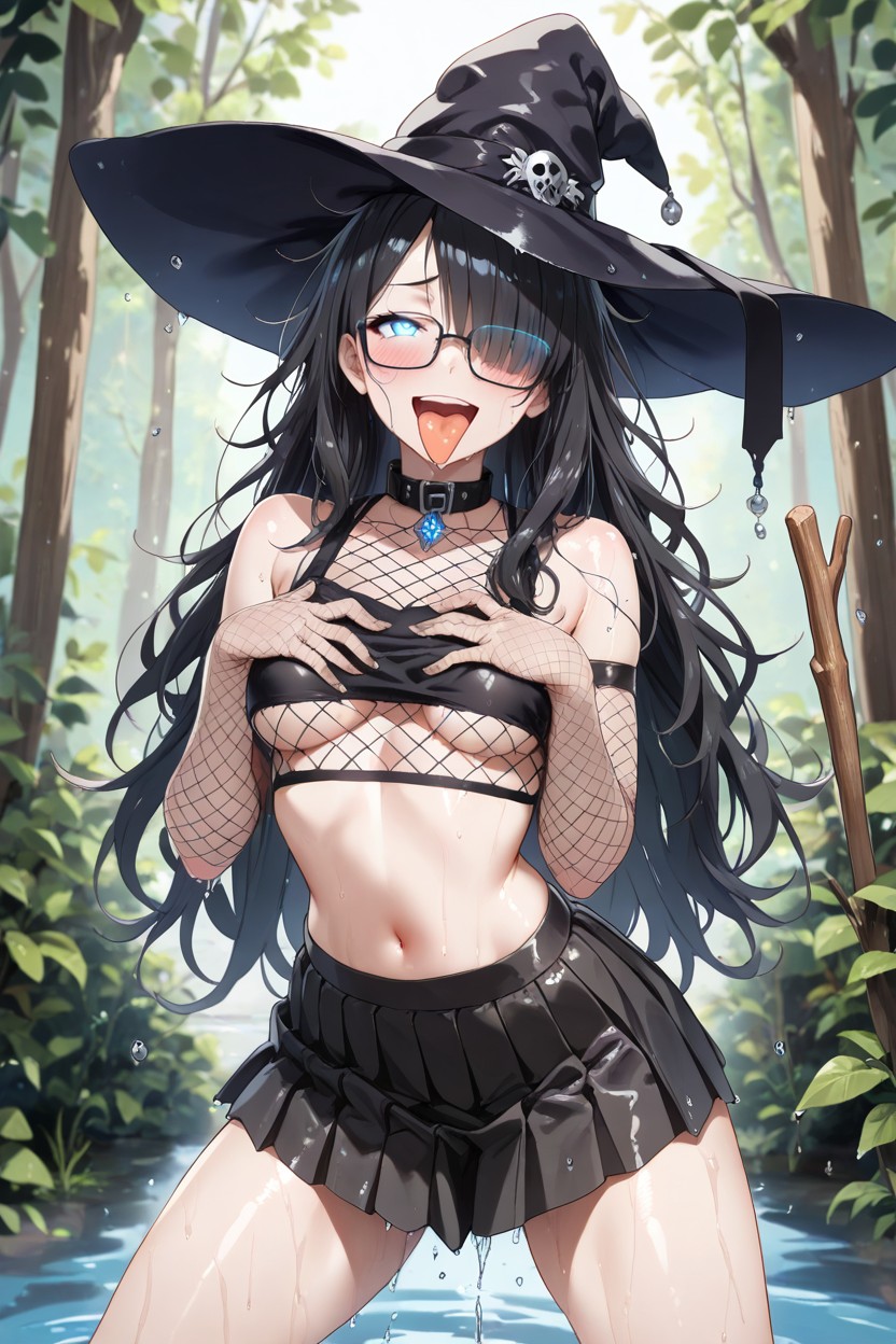 Black Witch Hat, Standing, Blush Hentai AI Porn
