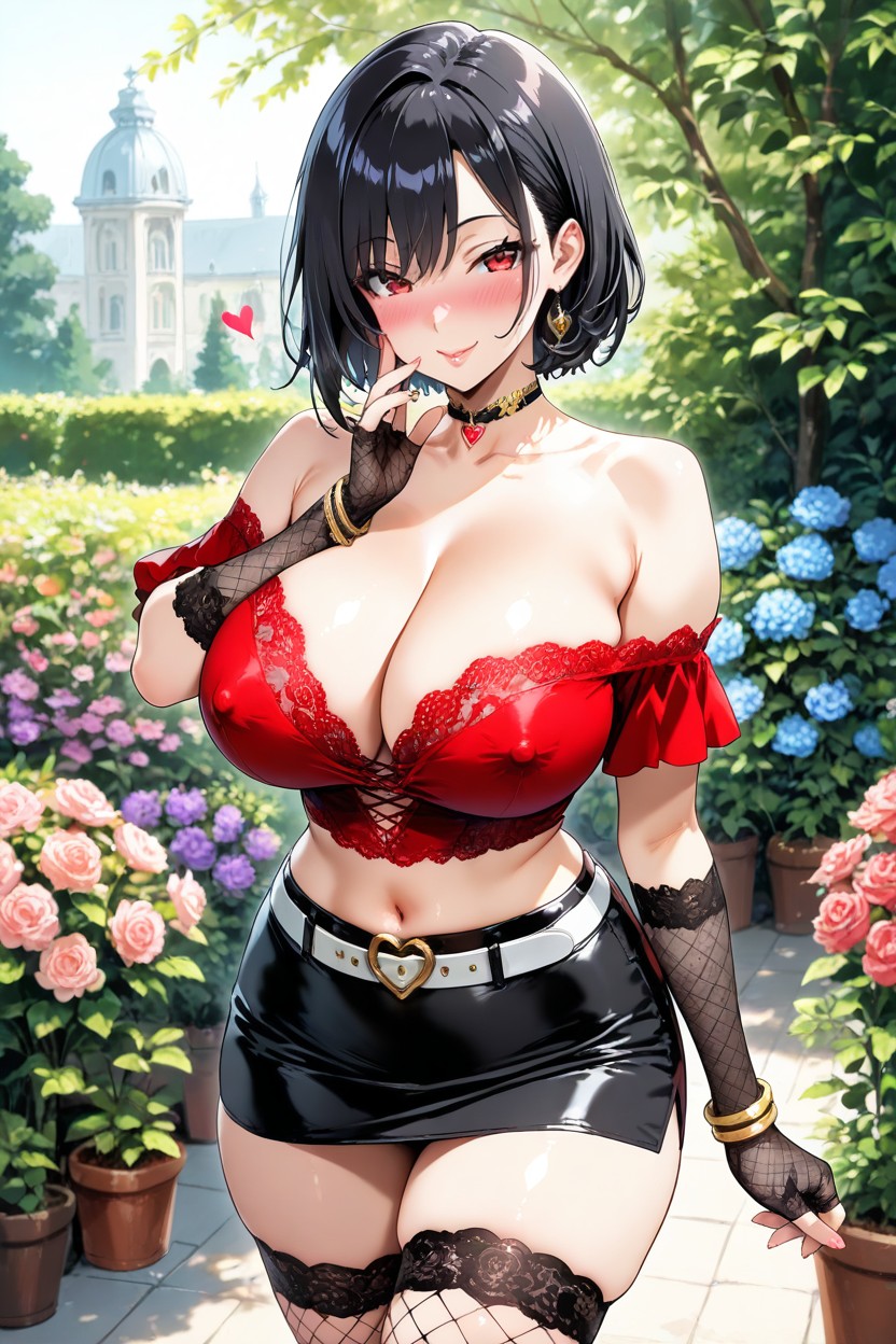 Flirty Look, Deep Cleavage, Visible Navel Hentai IA pornografia
