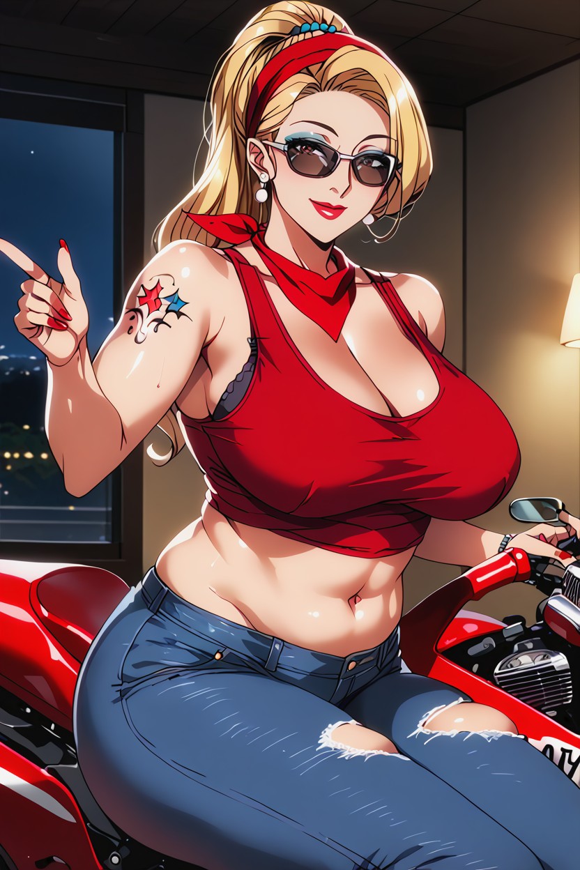 American, Rim Lighting, Heavy Black Eyeliner Hentai AI Porn