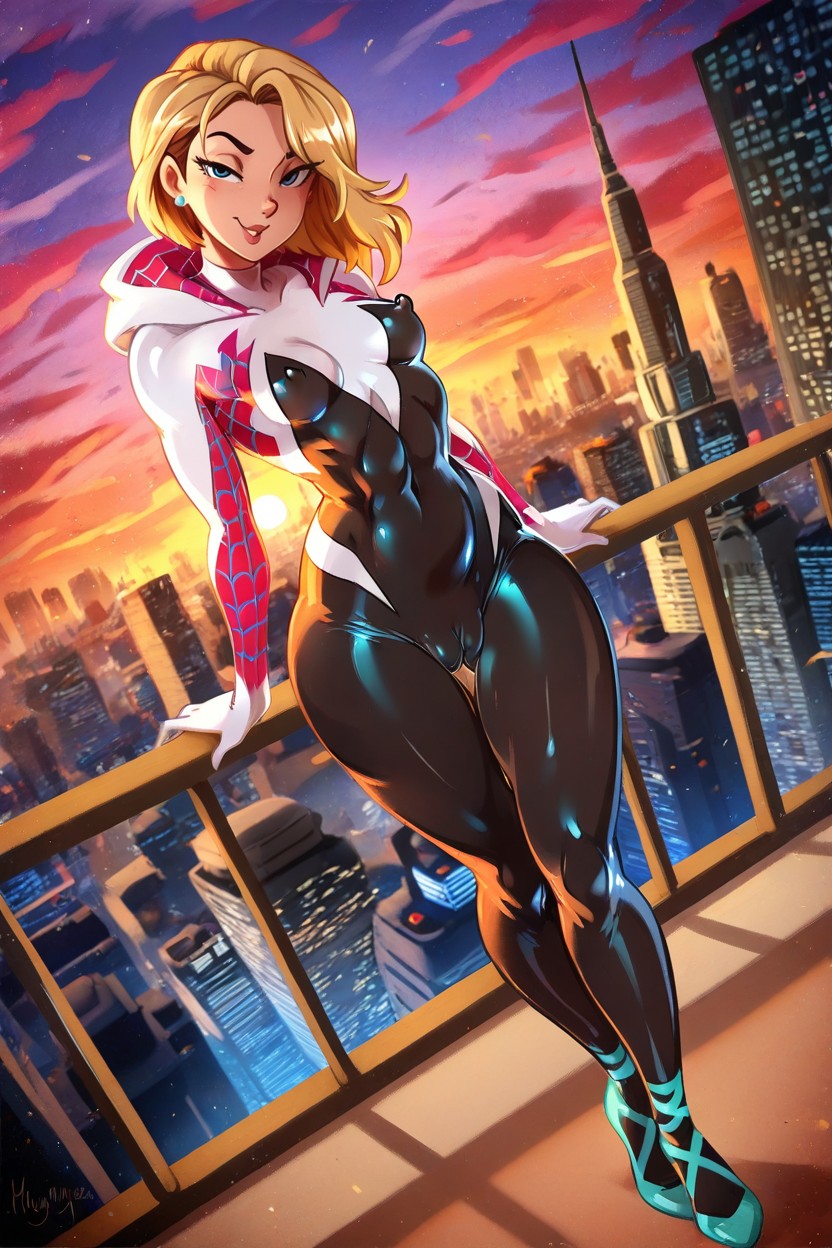 Gwen Stacy From Into The Spider Verse, Focus Face, Slimlegs Hentai AI Porn