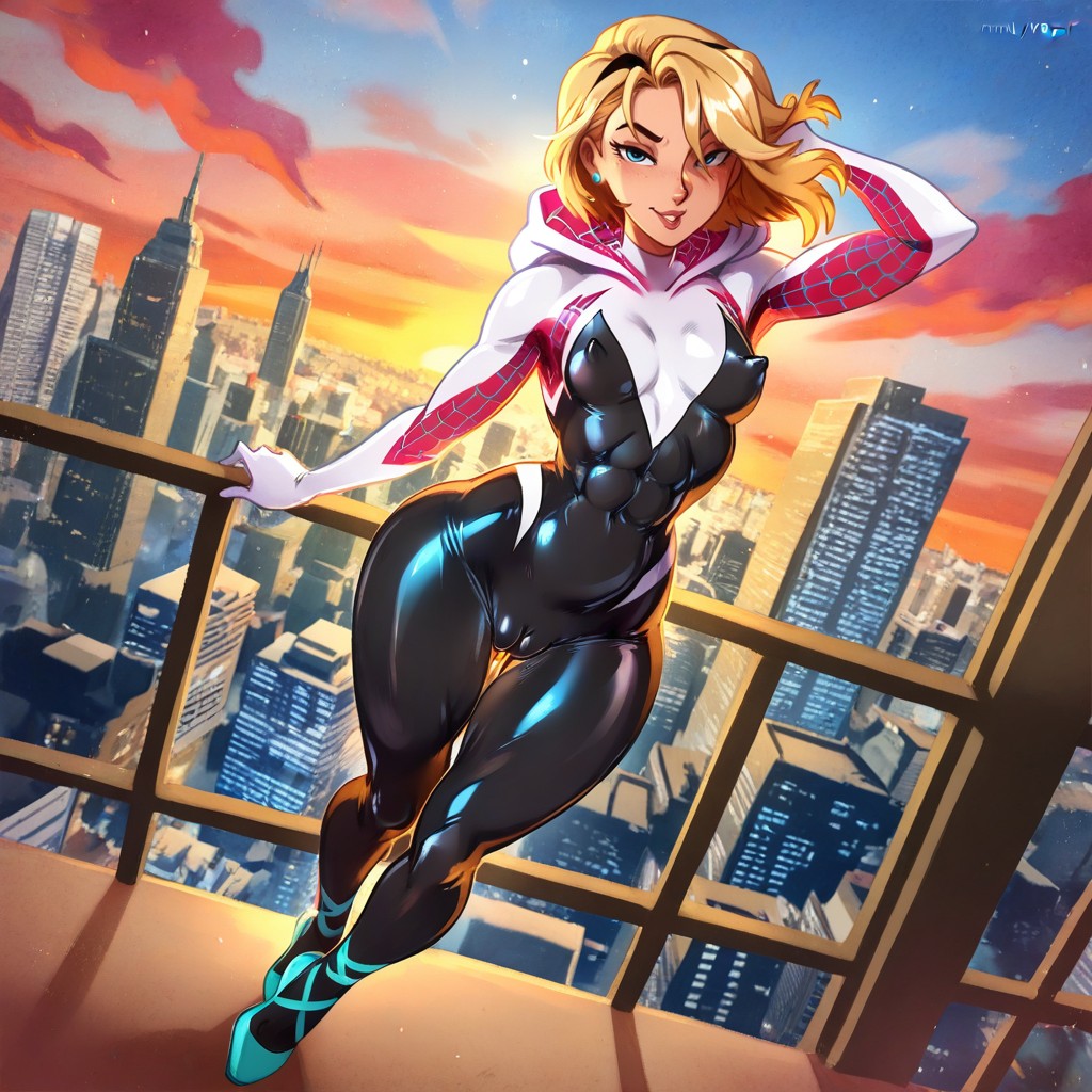Full Body, Erect Nipples, Skyscraper Skyline Hentai AI Porn