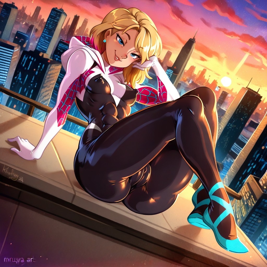 Focus Face, Super Model, Blonde Bob Hair With Pink Highlights Hentai AI Porn
