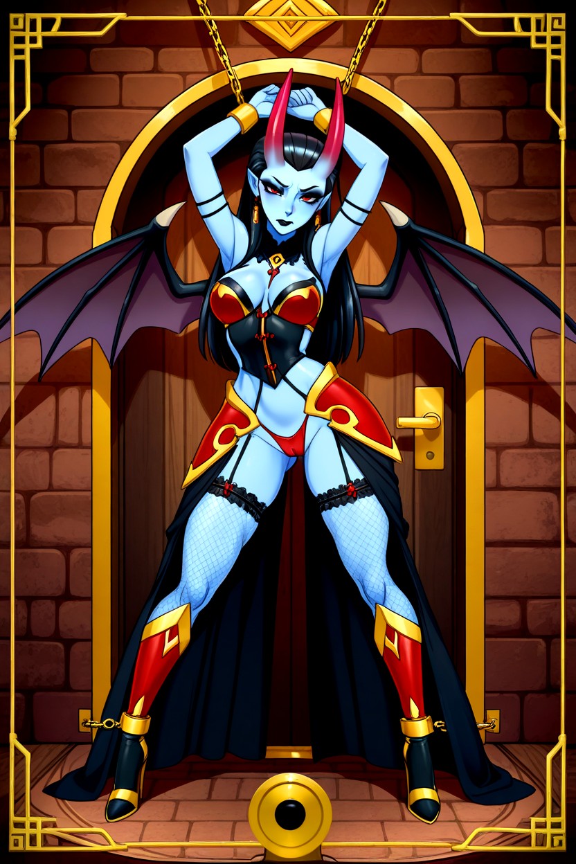Golden Accents, Bat Wings, Blue Skin Hentai AI Porn