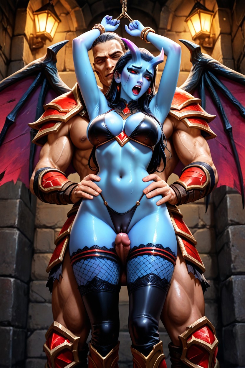 Man Fucking Her Hips, Black Hair, Man With Fantasy Armor Hentai AI Porn