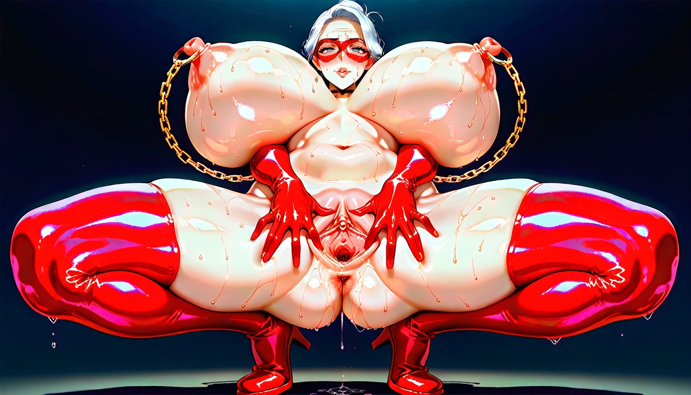 Extremely Huge Breasts, Arms Spread Wide Apart, Bursting Breasts Hentai AI Porn