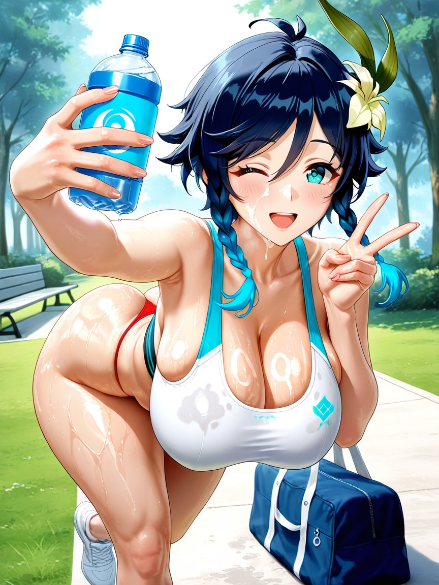 Winking, Trees Around, Seductive Hentai AI Porn
