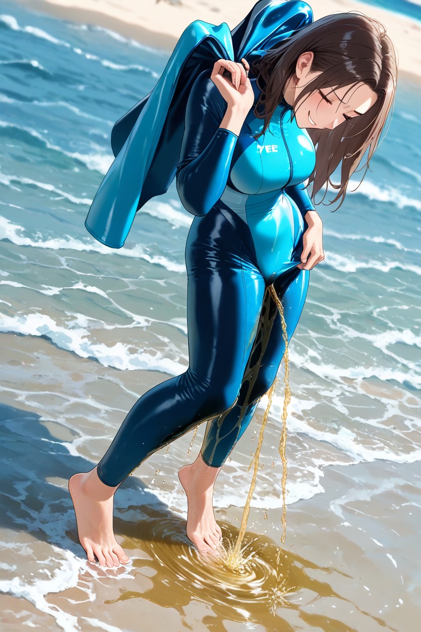 Pissing, Wetsuit, Barefoot Hentai AI Porn