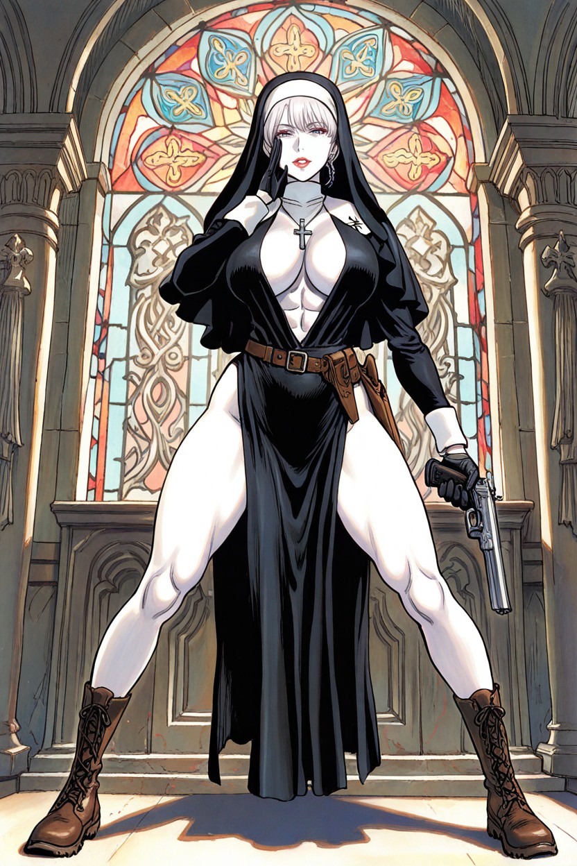 18+, Plunging In A Deep V To Reveal Generous Cleavage, Pupils Dilated With Adrenaline Hentai AI Porn