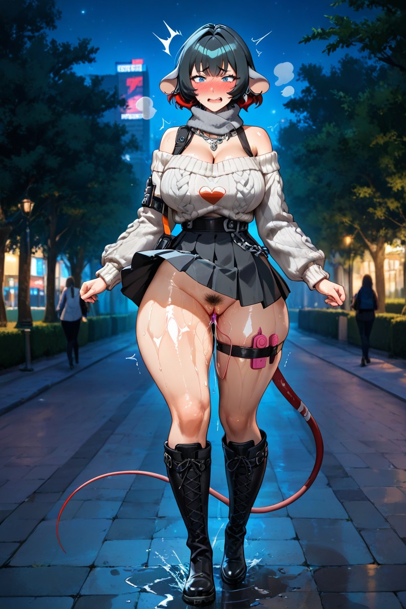 Wet Shiny Skin, Pussy Juice Dripping Between Legs, Park Hentai AI Porn