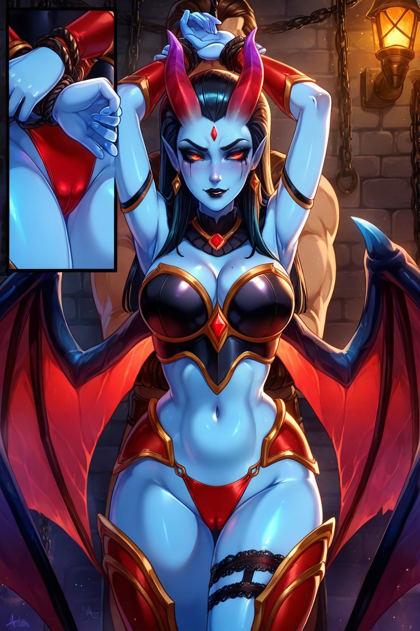 Cheekbones, Woman, Woman Have Succubus Wings Hentai AI Porn