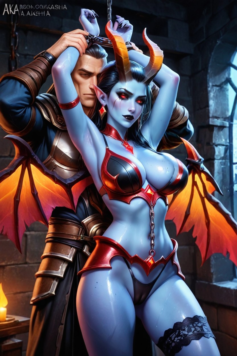 Windows, Large Breast, Dungeon Background Hentai AI Porn