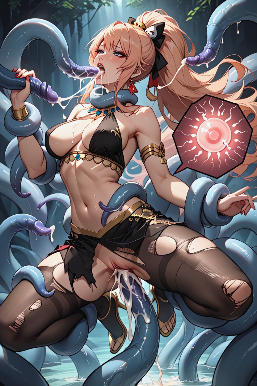 Shiny Cum, Torn Clothes, Open Mouth Hentai IA