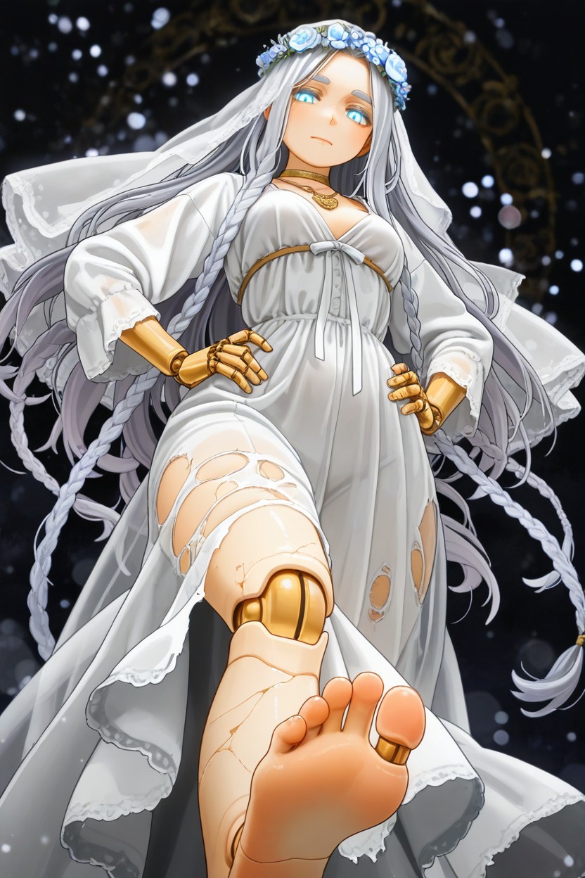 Kitsune Eyebrows, Foot, Looking Down At Viewer Hentai IA