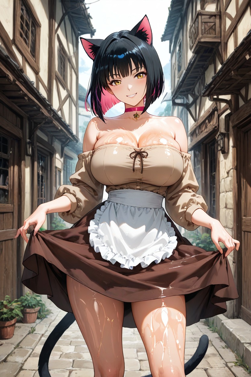 Strapless Blouse, Neatly Ends, Black Ears Hentai AI Porn
