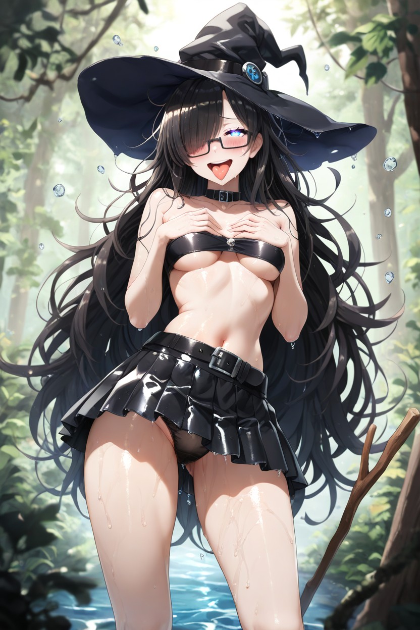 Nanoskirt Not Long Enogh To Cover Panties, Goth, Upper Teeth Hentai IA