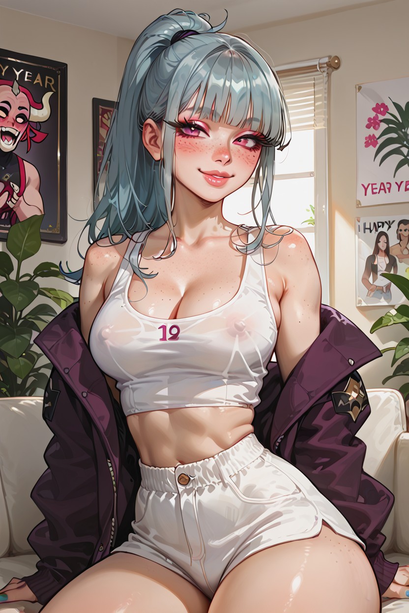 Purple Bomber Jacket, Erect Nipples, Plants 헨타이 AI 포르노