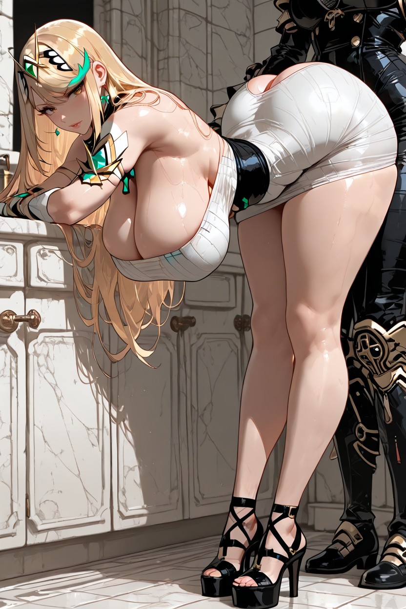 Massive Cleavage, Blonde Hair, Huge Heavy Tits Hentai IA