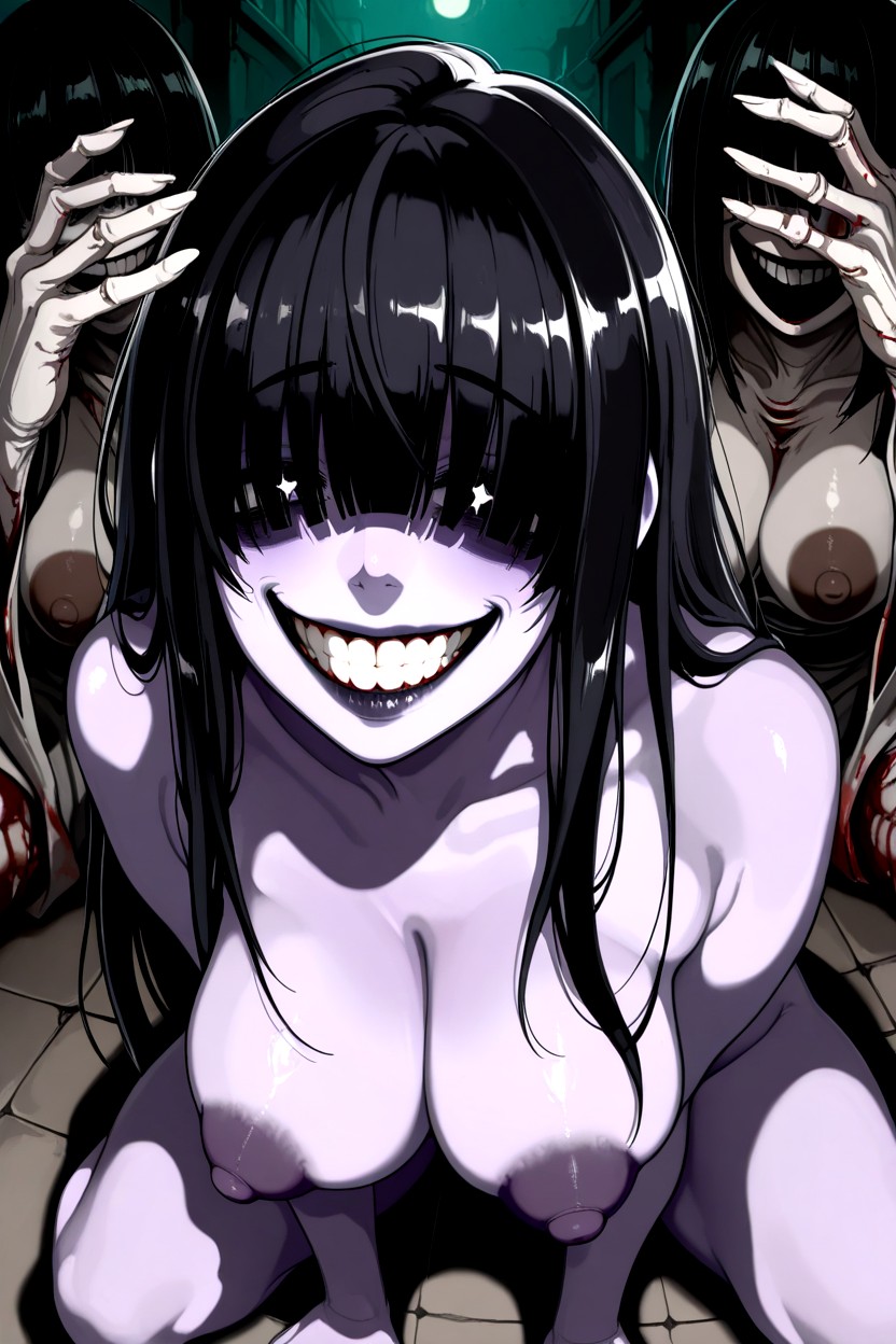 Dominant Female, Purple Face, Evil Smile Hentai AI Porn