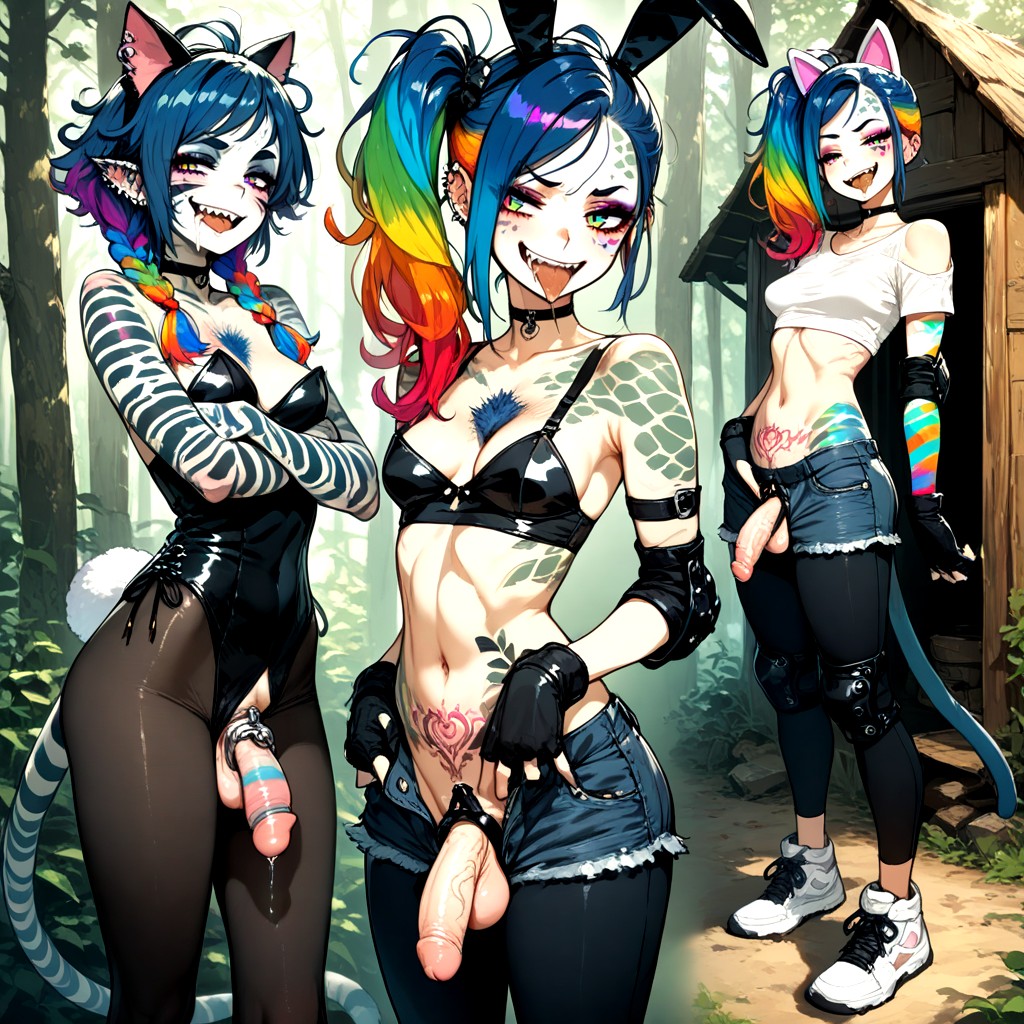 Cat Ears, Knee Brace, Fangs Hentai AI Porn