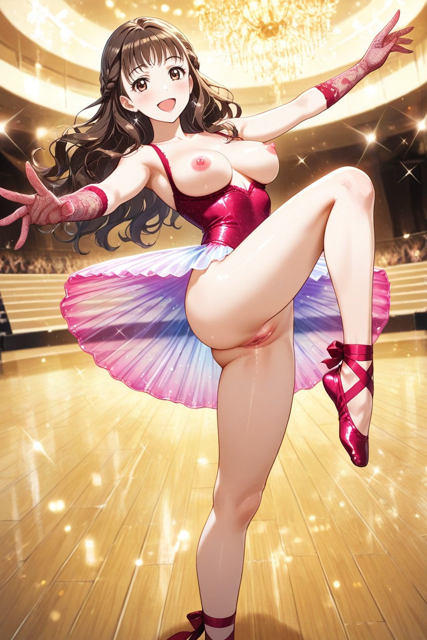 Large Round Eyes, Brown Eyes, Ballet Stockings Hentai AI Porn