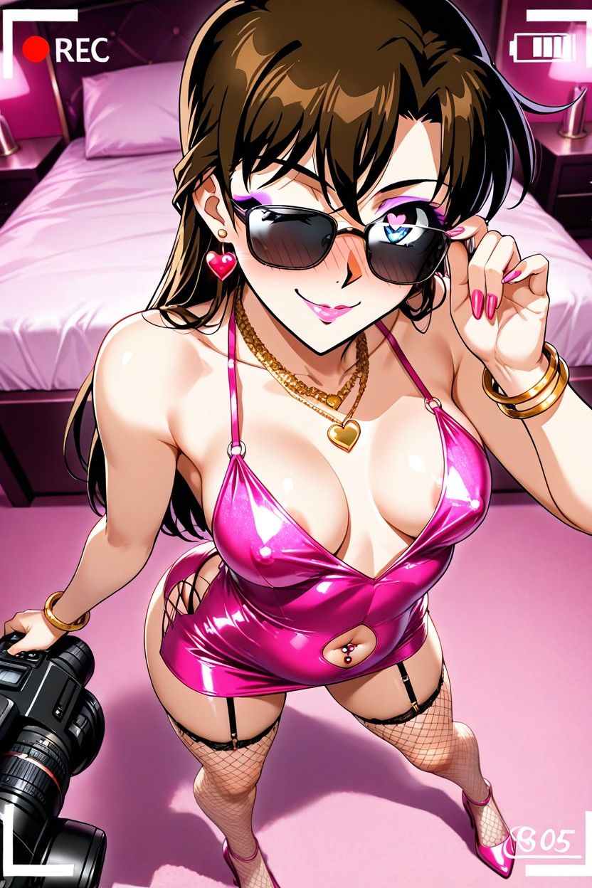 Areola Visible, Pink Hotel Room, Model Hentai AI Porn