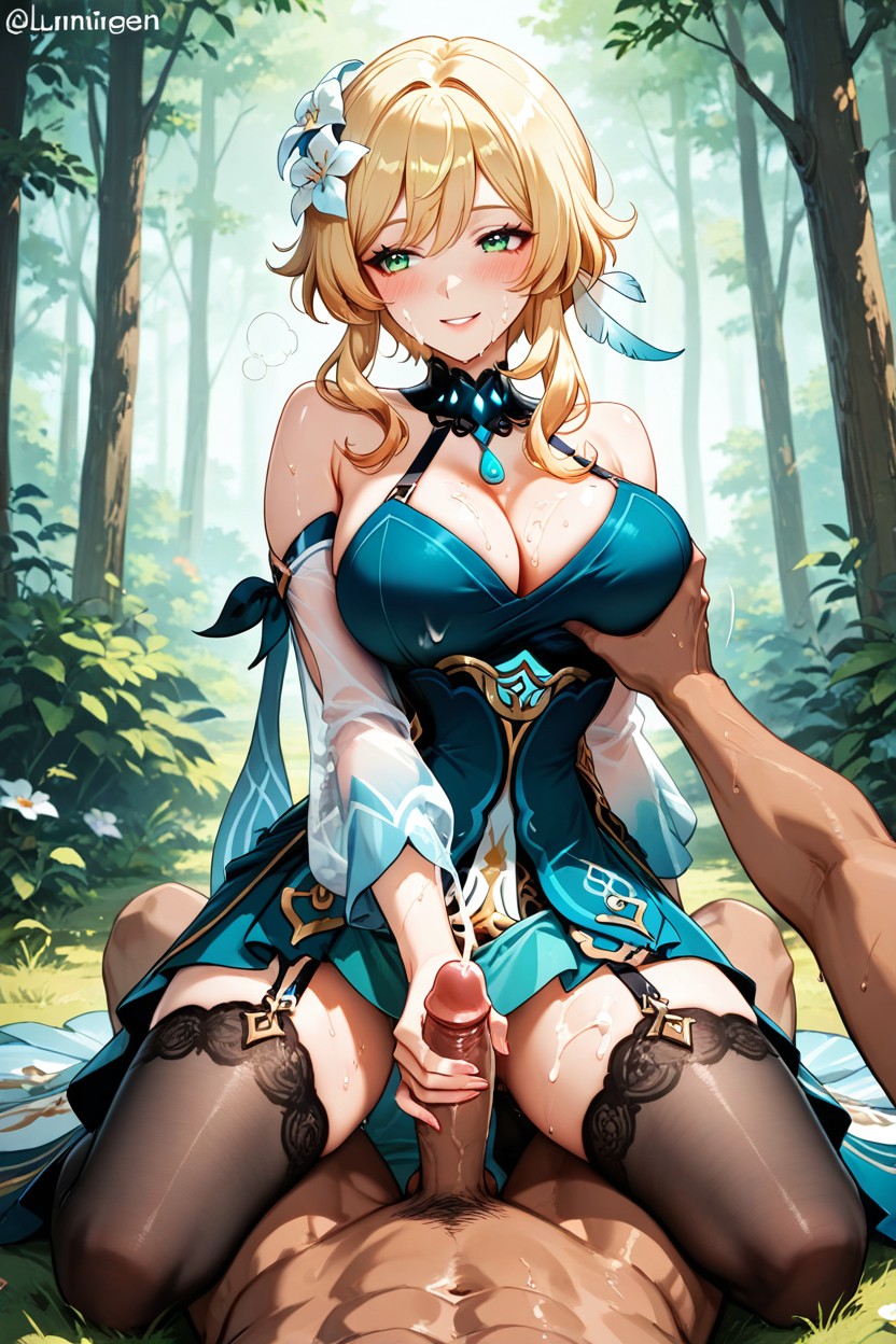 Handjob, Cumshot, Bare Shoulders Hentai AI Porn