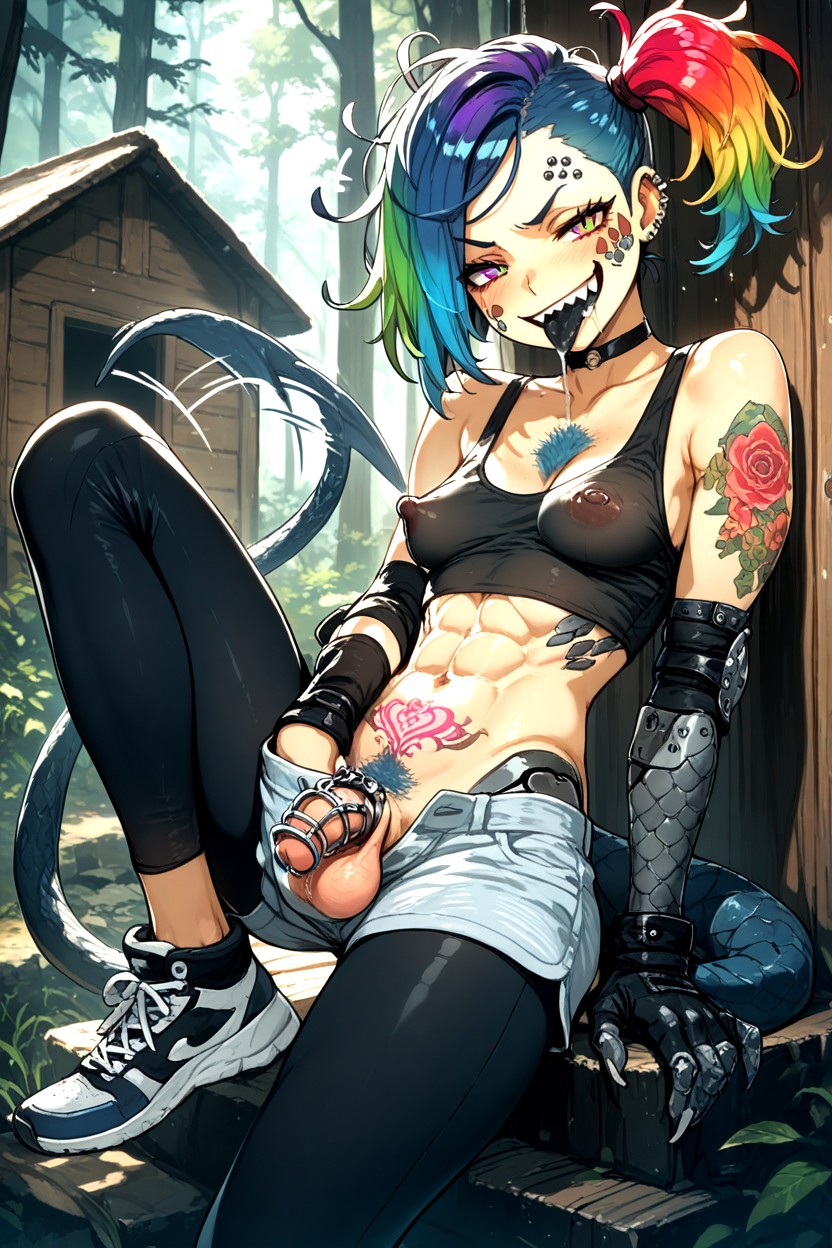Tank Top, Shorts De Algodón, Many Piercings Hentai IA
