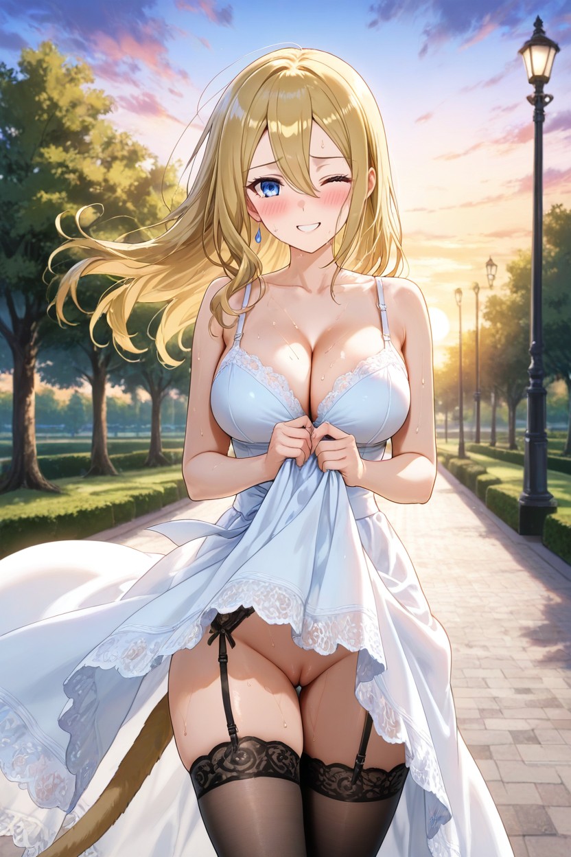 Sunset, Perfect Thighs, Park Hentai AI Porn