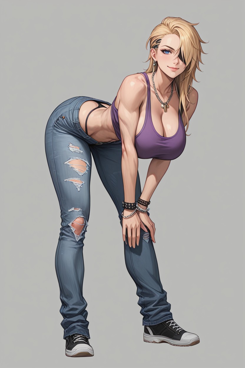 18+, Cropped Style, Confident Intense Gaze Hentai IA