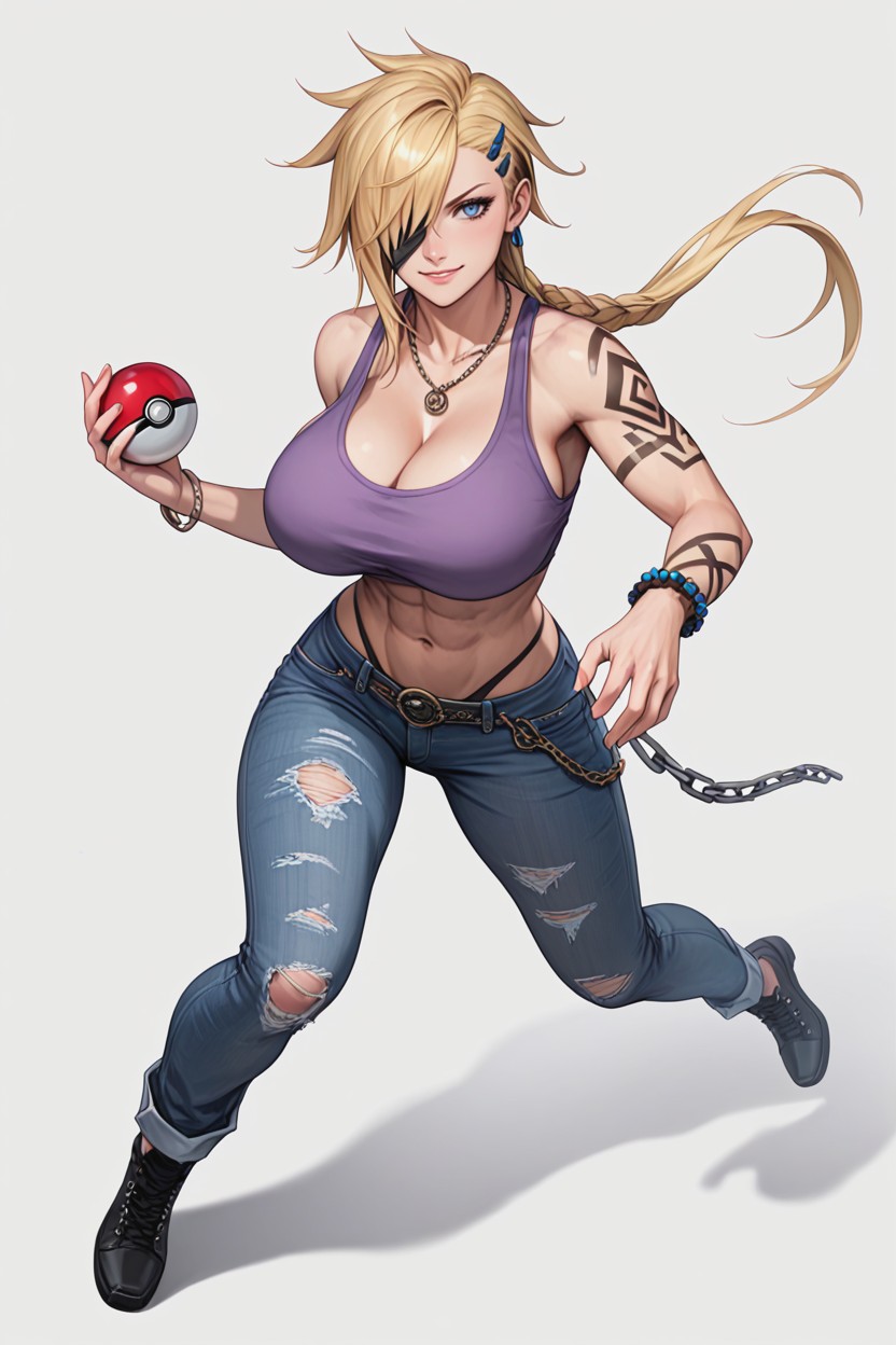 Black Shoes Dr Martens Style, Broad Shoulders, Simple Necklace With Round Hentai AI Porn