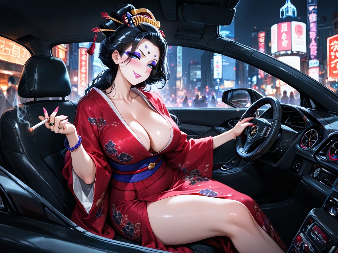 Blue Eyes, Black Hair, Mischievous (smiling While Blushing) Hentai AI Porn