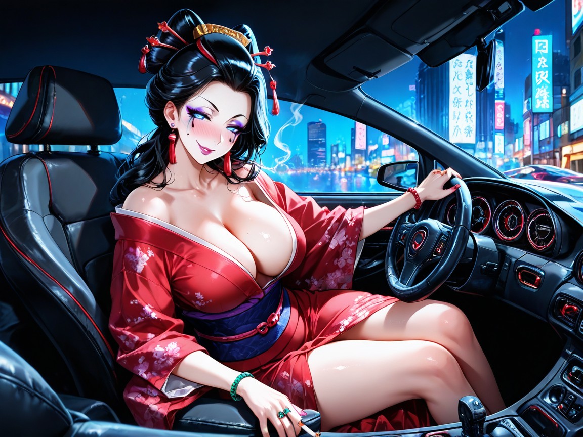 With A Smile On Her Face, Fit, Driving A Pink Lamborghini Hentai AI Porn
