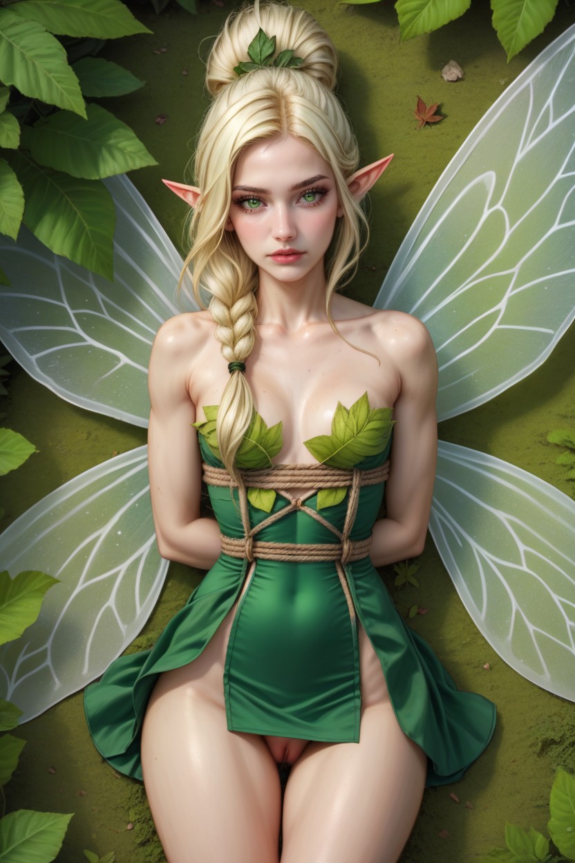 Leaf Minidress, Blonde Hair, See Through Leaf Minidress Hentai AI Porn