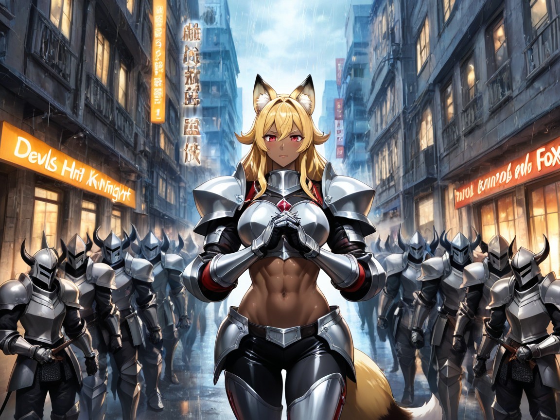 Stormy Exposition, Only Knight Has Fox Tail, Only Demons Have Horns Hentai AI Porn