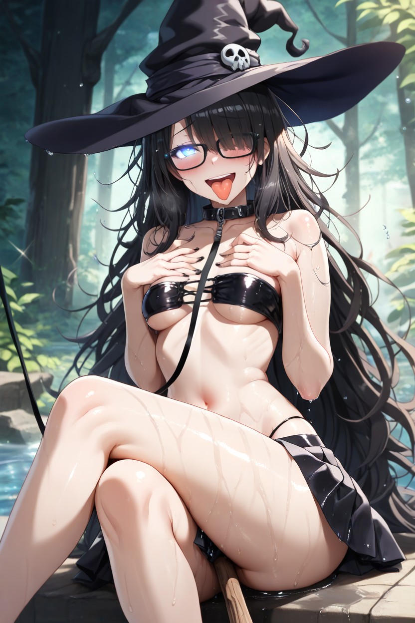 Upper Teeth, Look On Viewer, Black Hair Hentai AI Porn