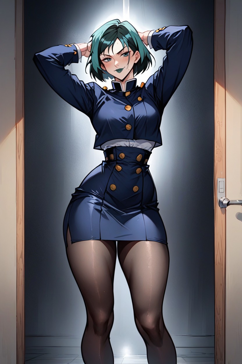 Traditional Long Sleeve Jacket, Seductive Eyes, Waist Shot Hentai AI Porn