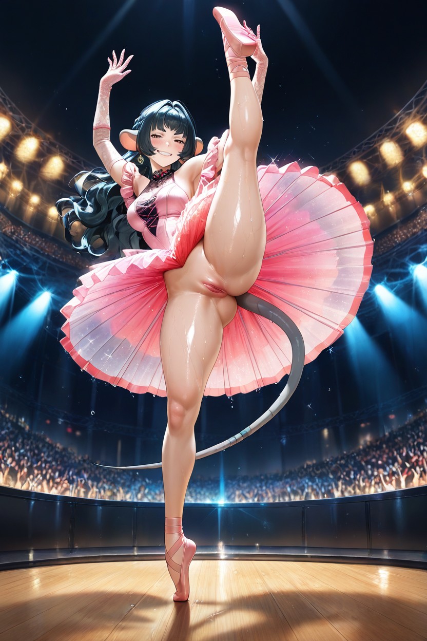 Blue Eyes, Two Grey Earrings On The Same Ear, Floppy Ears Hentai AI Porn