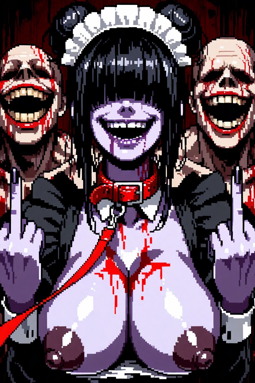 Hair Bang Over Eyes, Purple Skin, Milf Hentai AI Porn