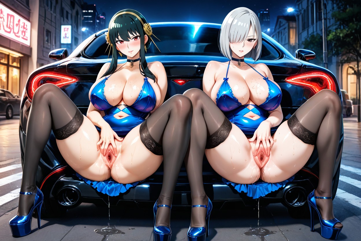 Outdoors, Legs Up, Sleeveless Hentai IA