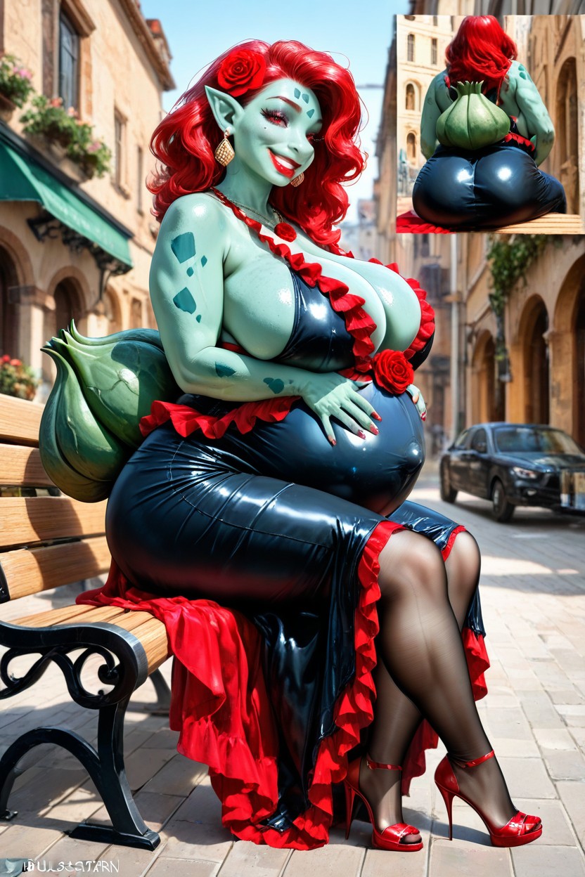 Heavily Pregnant, Bulbasaur Tail, Earrings Hentai AI Porn