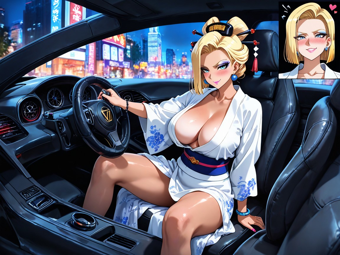 En Forma, Driving A Pink Lamborghini, Dark Cinematic Lighting Hentai IA