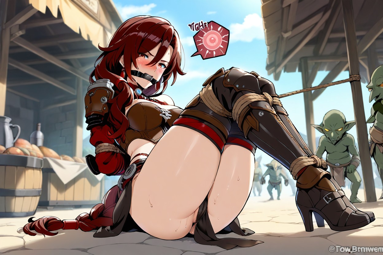 In Mediaval Village, Goblin Hold Female's Pantie, Angry Hentai AI Porn