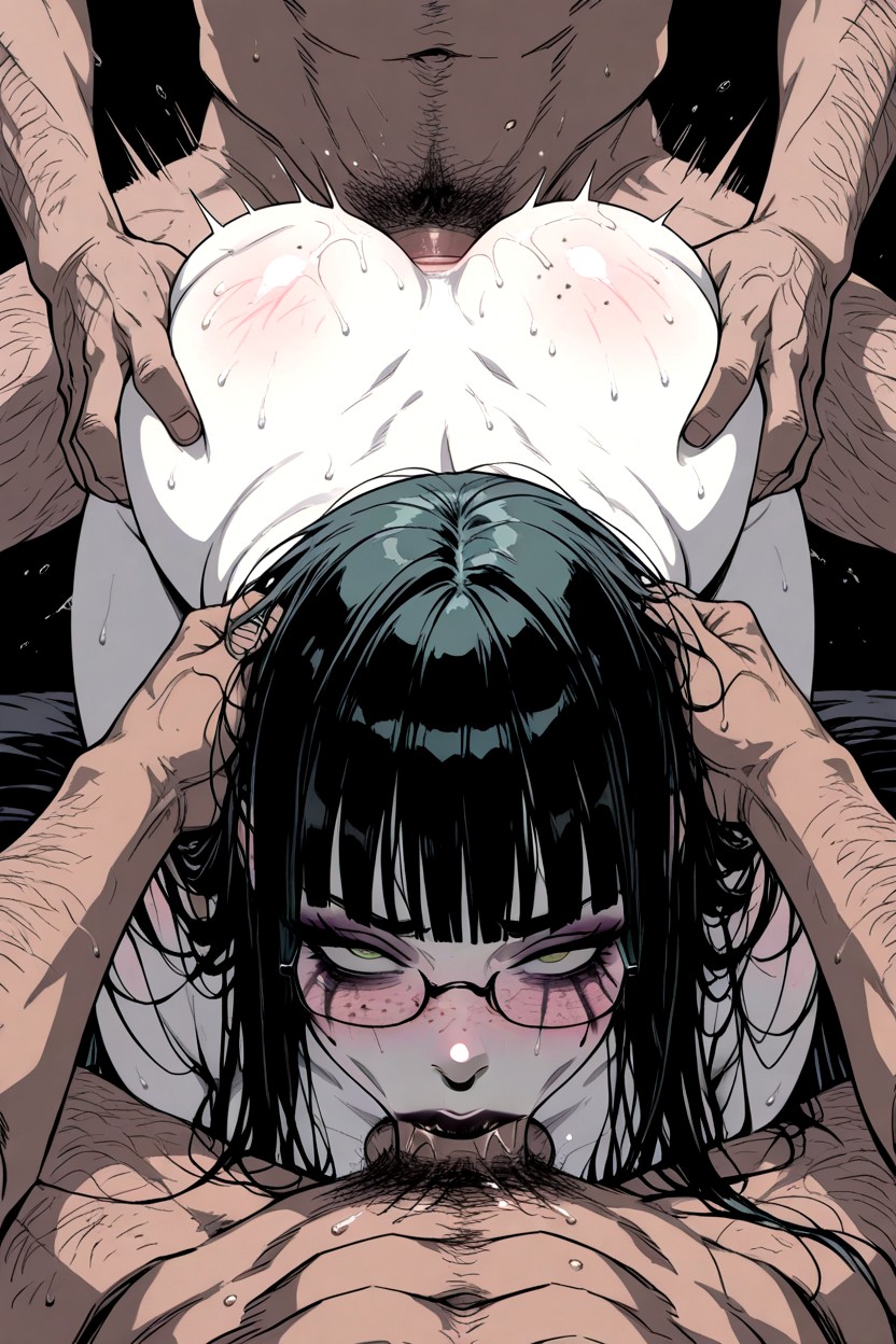 Large Head, Goth, Bedroom Rolling Eyes Hentai IA