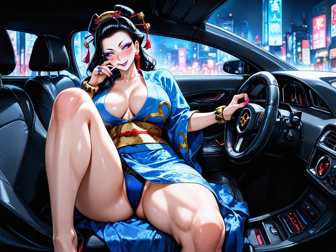 A Wicked Smile, Extremely Beautiful Woman, Dark Cinematic Lighting Hentai IA